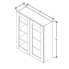 Modernform Cabinet Onyx Black Shaker 36" W X 42" H X 12" D Double Glass Door Wall Cabinet