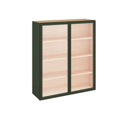 Modernform Cabinet Slim Sage Green 36" W X 42" H X 12" D Double Glass Door Wall Cabinet