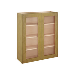 Modernform Cabinet Natural Shaker 36" W X 42" H X 12" D Double Glass Door Wall Cabinet
