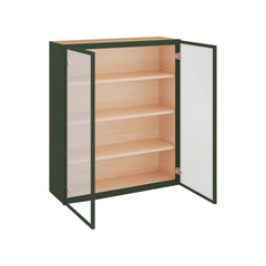 Modernform Cabinet Slim Sage Green 36" W X 42" H X 12" D Double Glass Door Wall Cabinet