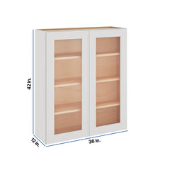 Modernform Cabinet White Shaker 36" W X 42" H X 12" D Double Glass Door Wall Cabinet
