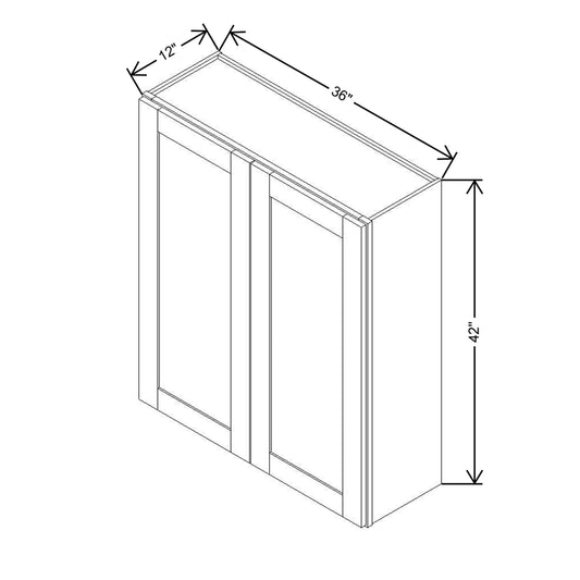 Modernform Cabinet Onyx Black Shaker 36" W X 42" H X 12" D Double Door Wall Cabinet