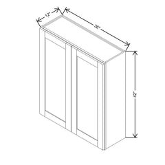Modernform Cabinet Onyx Black Shaker 36" W X 42" H X 12" D Double Door Wall Cabinet