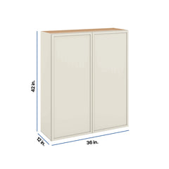 Modernform Cabinet Slim Dove White 36" W X 42" H X 12" D Double Door Wall Cabinet