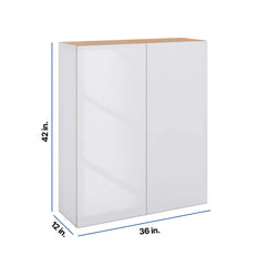Modernform Cabinet Gloss White 36" W X 42" H X 12" D Double Door Wall Cabinet