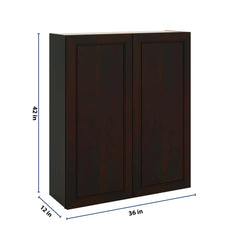 J&K Espresso K8 Double Door Wall Cabinet - 36" W x 42" H