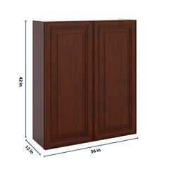 J&K Mahogany J5 Double Door Wall Cabinet - 36" W x 42" H