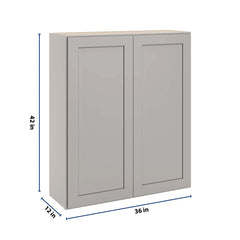 CNC Luxor 5-Piece Misty Grey 36" W X 42" H Double Door Wall Cabinet