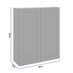 J&K Castle Grey S5 Double Door Wall Cabinet - 36" W x 42" H