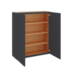 Modernform Cabinet Onyx Black Shaker 36" W X 42" H X 12" D Double Door Wall Cabinet