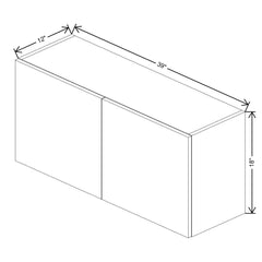 CNC Concord Fashion White 39" W X 18" H Double Door Wall Cabinet