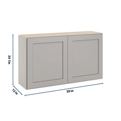 CNC Luxor 5-Piece Misty Grey 39" W X 24" H Double Door Wall Cabinet