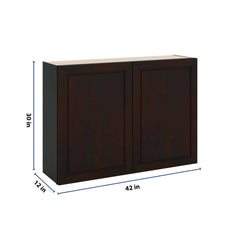 J&K Espresso K8 Double Door Wall Cabinet - 42" W x 30" H