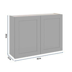 J&K Castle Grey S5 Double Door Wall Cabinet - 42" W x 30" H