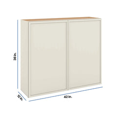 Modernform Cabinet Slim Dove White 42" W X 36" H X 12" D Double Door Wall Cabinet