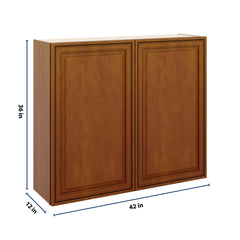 J&K Mocha Glazed K10 Double Door Wall Cabinet - 42" W x 36" H