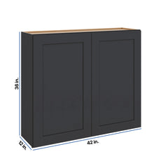 Modernform Cabinet Onyx Black Shaker 42" W X 36" H X 12" D Double Door Wall Cabinet