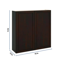 J&K Espresso K8 Double Door Wall Cabinet - 42" W x 42" H