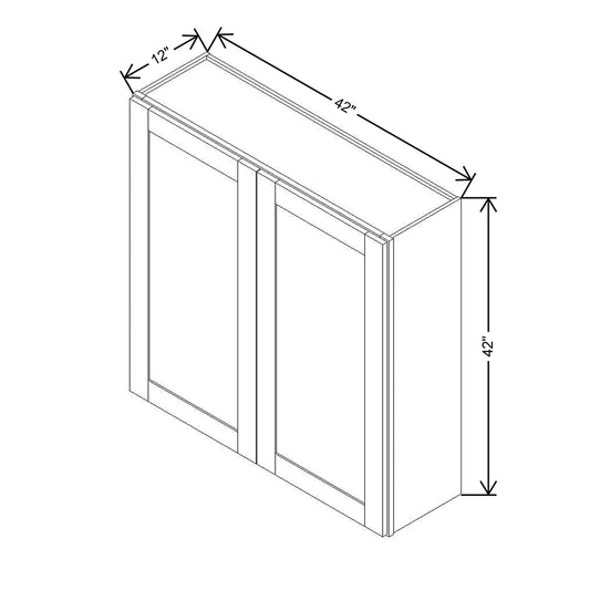 Modernform Cabinet Onyx Black Shaker 42" W X 42" H X 12" D Double Door Wall Cabinet