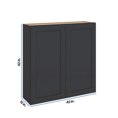 Modernform Cabinet Onyx Black Shaker 42" W X 42" H X 12" D Double Door Wall Cabinet