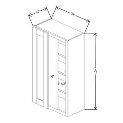 Fabuwood Quest Metro Java Blind Corner Reversible Wall 24"W x 42"H Shaker Cabinet