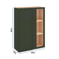 Modernform Cabinet Slim Sage Green 30" W X 42" H X 12" D Single Door Blind Corner Wall Cabinet