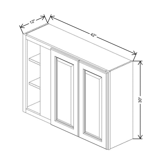 Fabuwood Quest Metro Frost 42" To 45" W X 30" H X 12" D Double Door Blind Corner Wall Cabinet