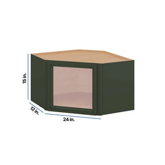 Modernform Cabinet Slim Sage Green 24" W X 15" H X 12" D Diagonal Corner Glass Door Wall Cabinet