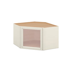 Modernform Cabinet Slim Dove White 24" W X 15" H X 12" D Diagonal Corner Glass Door Wall Cabinet