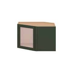 Modernform Cabinet Slim Sage Green 24" W X 15" H X 12" D Diagonal Corner Glass Door Wall Cabinet