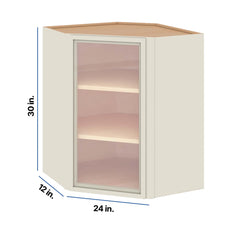 Modernform Cabinet Slim Dove White 24" W X 30" H X 12" D Wall Diagonal Corner Glass Door Cabinet