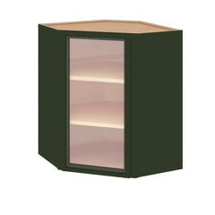 Modernform Cabinet Slim Sage Green 24" W X 30" H X 12" D Wall Diagonal Corner Glass Door Cabinet