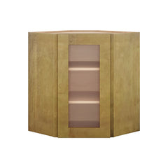 Modernform Cabinet Natural Shaker 24" W X 30" H X 12" D Wall Diagonal Corner Glass Door Cabinet
