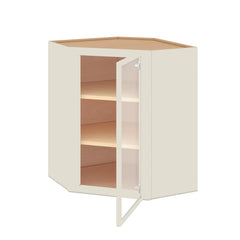 Modernform Cabinet Slim Dove White 24" W X 30" H X 12" D Wall Diagonal Corner Glass Door Cabinet