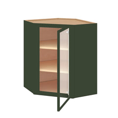 Modernform Cabinet Slim Sage Green 24" W X 30" H X 12" D Wall Diagonal Corner Glass Door Cabinet