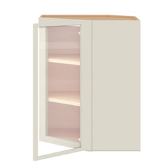 Modernform Cabinet Slim Dove White 24" W X 30" H X 12" D Wall Diagonal Corner Glass Door Cabinet