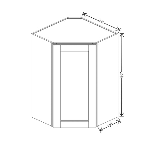 J&K Creme Glazed A7 Wall Diagonal Cabinet - 24" W x 36" H