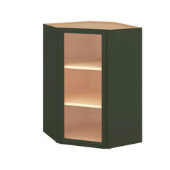 Modernform Cabinet Slim Sage Green 24" W X 36" H X 12" D Wall Diagonal Corner Glass Door Cabinet