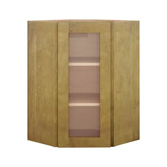 Modernform Cabinet Natural Shaker 24" W X 36" H X 12" D Wall Diagonal Corner Glass Door Cabinet