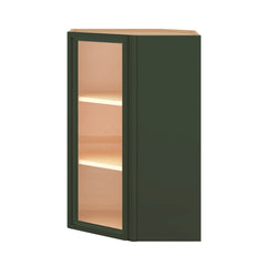 Modernform Cabinet Slim Sage Green 24" W X 36" H X 12" D Wall Diagonal Corner Glass Door Cabinet
