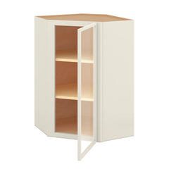 Modernform Cabinet Slim Dove White 24" W X 36" H X 12" D Wall Diagonal Corner Glass Door Cabinet