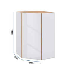 Modernform Cabinet Gloss White 24" W X 36" H X 12" D Wall Diagonal Corner Cabinet