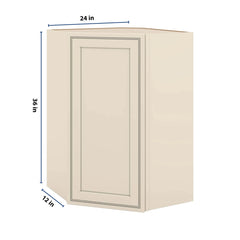 J&K Pearl Glazed H9 Wall Diagonal Cabinet - 24" W x 36" H