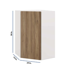 Modernform Cabinet Walnut 24" W X 36" H X 12" D Wall Diagonal Corner Cabinet