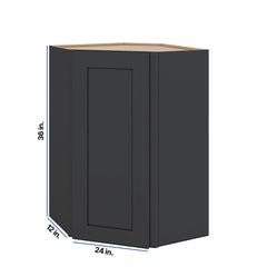 Modernform Cabinet Onyx Black Shaker 24" W X 36" H X 12" D Wall Diagonal Corner Cabinet