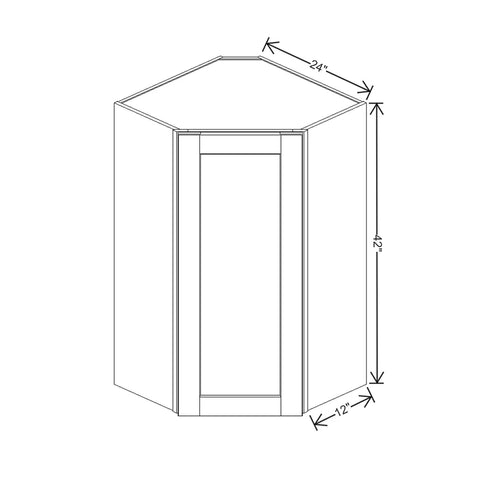 J&K Creme Glazed A7 Wall Diagonal Cabinet - 24" W x 42" H