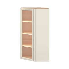Modernform Cabinet Slim Dove White 24" W X 42" H X 12" D Wall Diagonal Corner Glass Door Cabinet