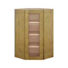 Modernform Cabinet Natural Shaker 24" W X 42" H X 12" D Wall Diagonal Corner Glass Door Cabinet