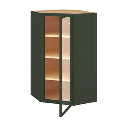 Modernform Cabinet Slim Sage Green 24" W X 42" H X 12" D Wall Diagonal Corner Glass Door Cabinet