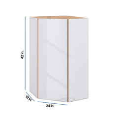 Modernform Cabinet Gloss White 24" W X 42" H X 12" D Wall Diagonal Corner Cabinet